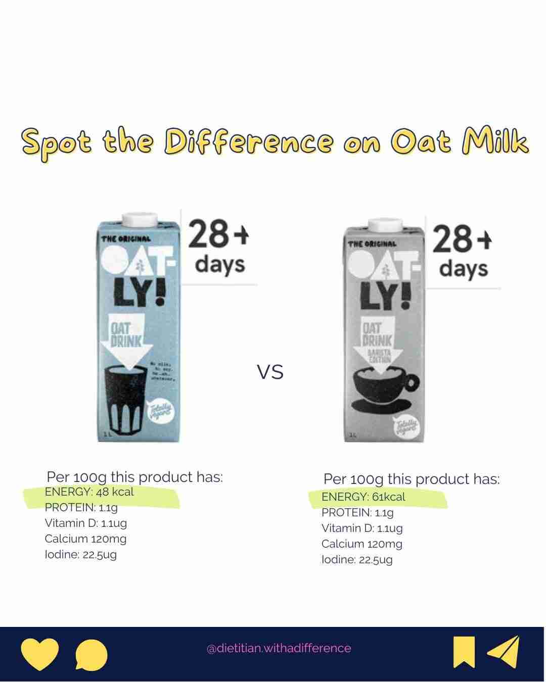 The difference on types of oat milk